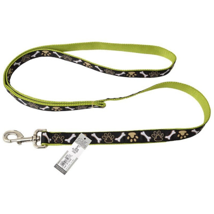 Pet Attire Ribbon Brown Paws & Bones Nylon Dog Leash - 6\' Long x 1\